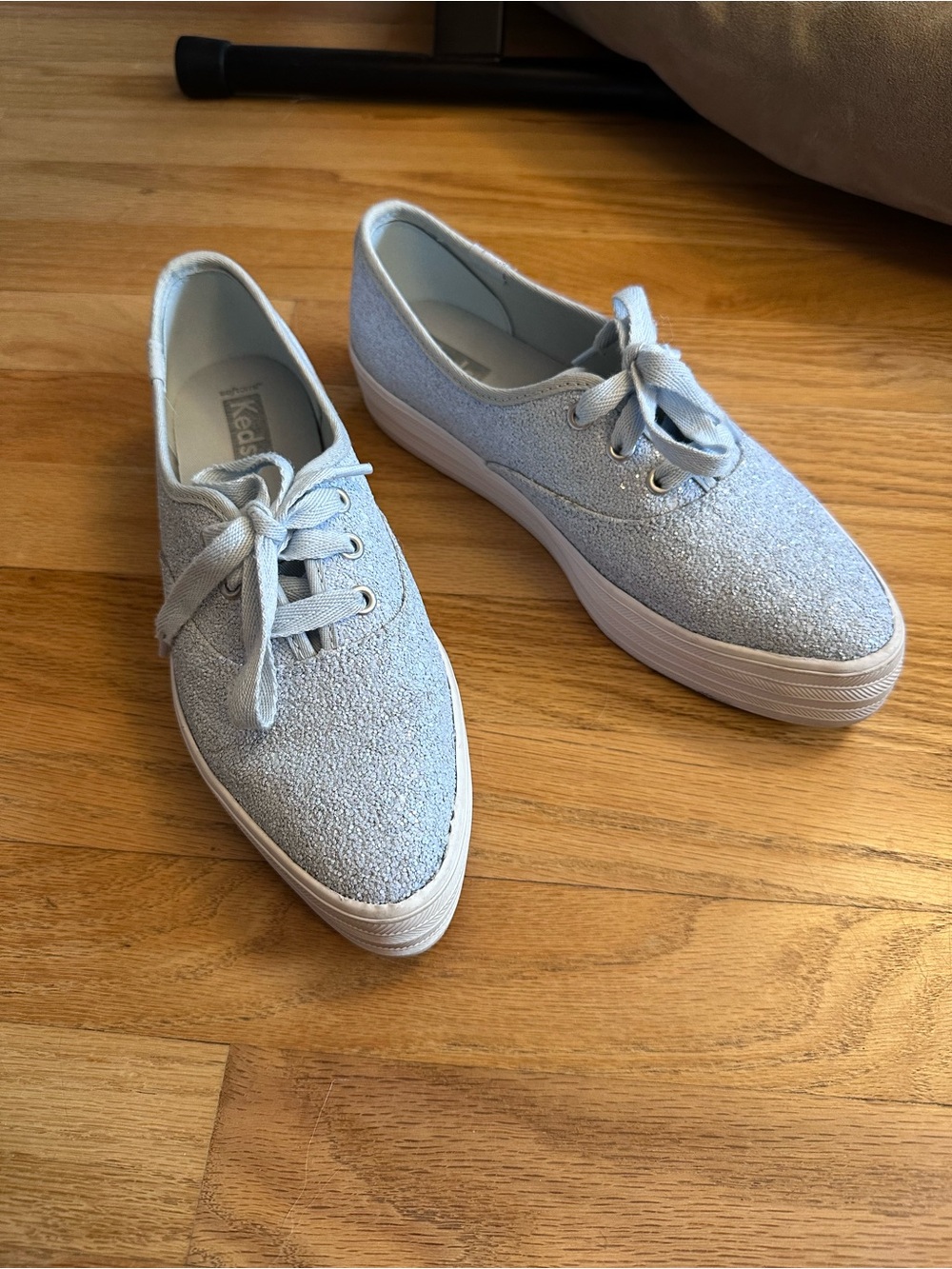 Platform Bridal Keds, glittery blue